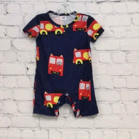 PatPat 3-6M Firetruck Short Sleeve Romper - Picture 1 of 5